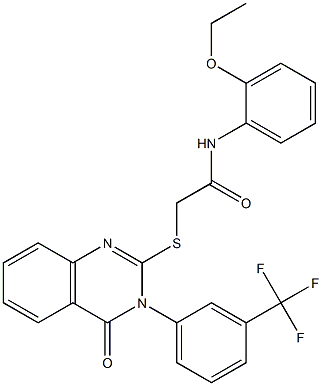 N-(2-ethoxyphenyl)-2-({4-oxo-3-[3-(trifluoromethyl)phenyl]-3,4-dihydro-2-quinazolinyl}sulfanyl)acetamide Struktur