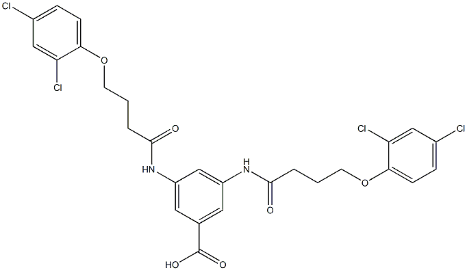 3,5-bis{[4-(2,4-dichlorophenoxy)butanoyl]amino}benzoic acid Struktur