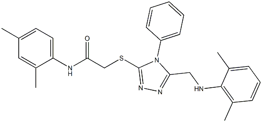 2-({5-[(2,6-dimethylanilino)methyl]-4-phenyl-4H-1,2,4-triazol-3-yl}sulfanyl)-N-(2,4-dimethylphenyl)acetamide Struktur