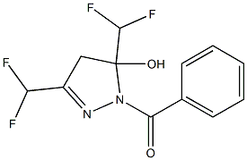 1-benzoyl-3,5-bis(difluoromethyl)-4,5-dihydro-1H-pyrazol-5-ol Struktur