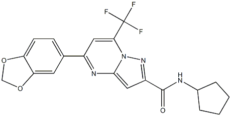 5-(1,3-benzodioxol-5-yl)-N-cyclopentyl-7-(trifluoromethyl)pyrazolo[1,5-a]pyrimidine-2-carboxamide Struktur