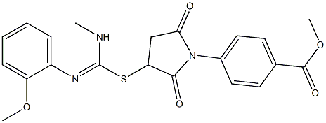 methyl 4-(3-{[[(2-methoxyphenyl)imino](methylamino)methyl]sulfanyl}-2,5-dioxo-1-pyrrolidinyl)benzoate Struktur