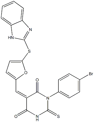 5-{[5-(1H-benzimidazol-2-ylsulfanyl)-2-furyl]methylene}-1-(4-bromophenyl)-2-thioxodihydro-4,6(1H,5H)-pyrimidinedione Struktur