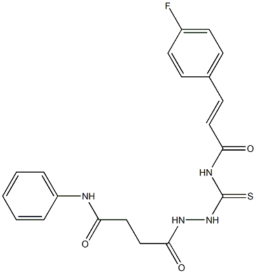 (E)-N-{[2-(4-anilino-4-oxobutanoyl)hydrazino]carbothioyl}-3-(4-fluorophenyl)-2-propenamide Struktur