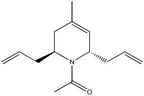 1-[(2S,6S)-2,6-diallyl-4-methyl-3,6-dihydro-1(2H)-pyridinyl]-1-ethanone Struktur