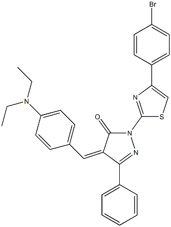 1-[4-(4-bromophenyl)-1,3-thiazol-2-yl]-4-{(Z)-[4-(diethylamino)phenyl]methylidene}-3-phenyl-1H-pyrazol-5-one Struktur