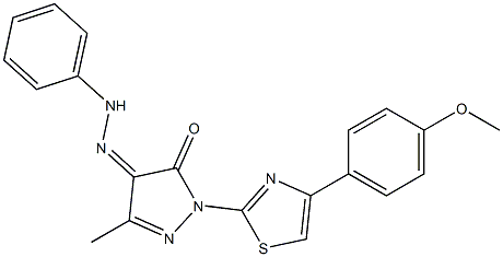 1-[4-(4-methoxyphenyl)-1,3-thiazol-2-yl]-3-methyl-1H-pyrazole-4,5-dione 4-(N-phenylhydrazone) Struktur