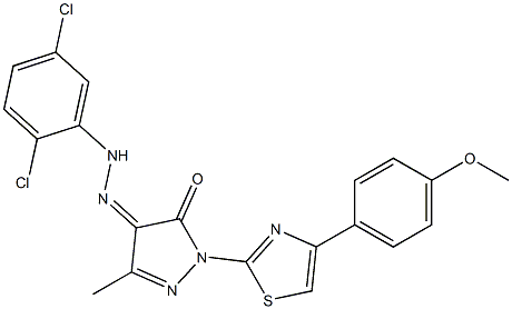 1-[4-(4-methoxyphenyl)-1,3-thiazol-2-yl]-3-methyl-1H-pyrazole-4,5-dione 4-[N-(2,5-dichlorophenyl)hydrazone] Struktur