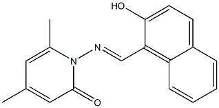 1-{[(E)-(2-hydroxy-1-naphthyl)methylidene]amino}-4,6-dimethyl-2(1H)-pyridinone Struktur