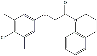 2-(4-chloro-3,5-dimethylphenoxy)-1-[3,4-dihydro-1(2H)-quinolinyl]-1-ethanone Struktur