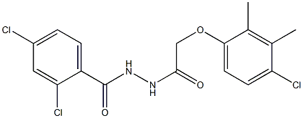 2,4-dichloro-N'-[2-(4-chloro-2,3-dimethylphenoxy)acetyl]benzohydrazide Struktur