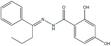 2,4-dihydroxy-N'-[(E)-1-phenylbutylidene]benzohydrazide Struktur