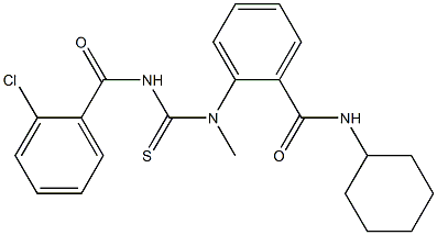 2-[{[(2-chlorobenzoyl)amino]carbothioyl}(methyl)amino]-N-cyclohexylbenzamide Struktur