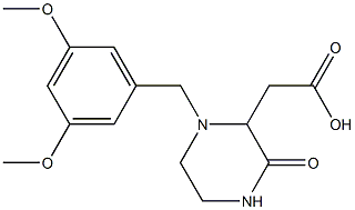 2-[1-(3,5-dimethoxybenzyl)-3-oxo-2-piperazinyl]acetic acid Struktur