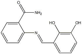 2-{[(E)-(2,3-dihydroxyphenyl)methylidene]amino}benzamide Struktur