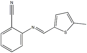 2-{[(E)-(5-methyl-2-thienyl)methylidene]amino}benzonitrile Struktur