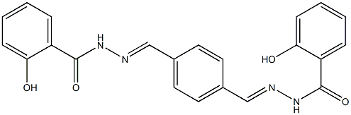 2-hydroxy-N'-[(E)-(4-{[(E)-2-(2-hydroxybenzoyl)hydrazono]methyl}phenyl)methylidene]benzohydrazide Struktur