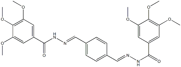 3,4,5-trimethoxy-N'-[(E)-(4-{[(E)-2-(3,4,5-trimethoxybenzoyl)hydrazono]methyl}phenyl)methylidene]benzohydrazide Struktur