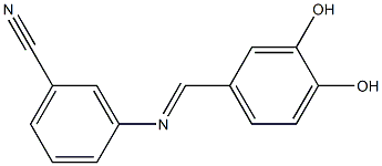 3-{[(E)-(3,4-dihydroxyphenyl)methylidene]amino}benzonitrile Struktur