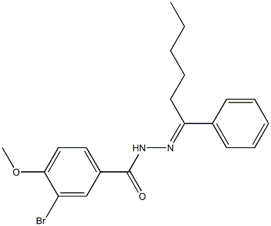 3-bromo-4-methoxy-N'-[(E)-1-phenylhexylidene]benzohydrazide Struktur