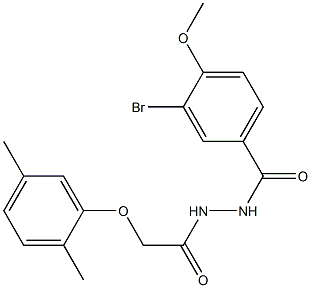 3-bromo-N'-[2-(2,5-dimethylphenoxy)acetyl]-4-methoxybenzohydrazide Struktur