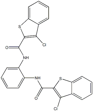 3-chloro-N-(2-{[(3-chloro-1-benzothiophen-2-yl)carbonyl]amino}phenyl)-1-benzothiophene-2-carboxamide Struktur