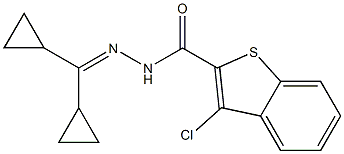 3-chloro-N'-(dicyclopropylmethylene)-1-benzothiophene-2-carbohydrazide Struktur