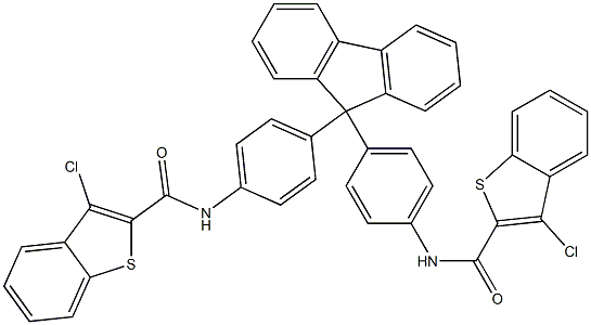 3-chloro-N-{4-[9-(4-{[(3-chloro-1-benzothiophen-2-yl)carbonyl]amino}phenyl)-9H-fluoren-9-yl]phenyl}-1-benzothiophene-2-carboxamide Struktur