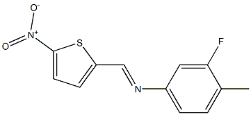 N-(3-fluoro-4-methylphenyl)-N-[(E)-(5-nitro-2-thienyl)methylidene]amine Struktur