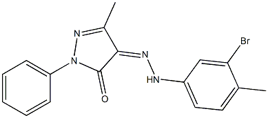 3-methyl-1-phenyl-1H-pyrazole-4,5-dione 4-[N-(3-bromo-4-methylphenyl)hydrazone] Struktur