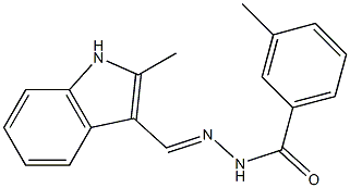 3-methyl-N'-[(E)-(2-methyl-1H-indol-3-yl)methylidene]benzohydrazide Struktur