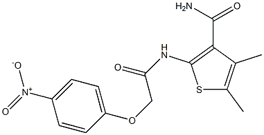 4,5-dimethyl-2-{[2-(4-nitrophenoxy)acetyl]amino}-3-thiophenecarboxamide Struktur