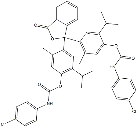 4-[1-(4-{[(4-chloroanilino)carbonyl]oxy}-5-isopropyl-2-methylphenyl)-3-oxo-1,3-dihydro-2-benzofuran-1-yl]-2-isopropyl-5-methylphenyl 4-chlorophenylcarbamate Struktur