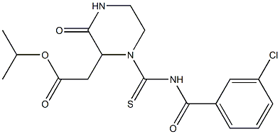 isopropyl 2-(1-{[(3-chlorobenzoyl)amino]carbothioyl}-3-oxo-2-piperazinyl)acetate Struktur