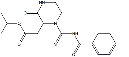 isopropyl 2-(1-{[(4-methylbenzoyl)amino]carbothioyl}-3-oxo-2-piperazinyl)acetate Struktur