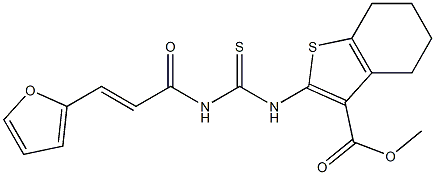 methyl 2-[({[(E)-3-(2-furyl)-2-propenoyl]amino}carbothioyl)amino]-4,5,6,7-tetrahydro-1-benzothiophene-3-carboxylate Struktur