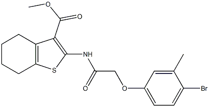 methyl 2-{[2-(4-bromo-3-methylphenoxy)acetyl]amino}-4,5,6,7-tetrahydro-1-benzothiophene-3-carboxylate Struktur