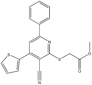 methyl 2-{[3-cyano-6-phenyl-4-(2-thienyl)-2-pyridinyl]sulfanyl}acetate Struktur