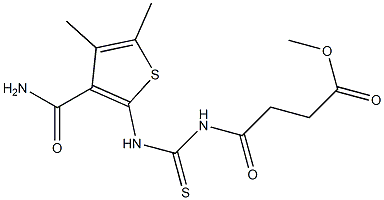 methyl 4-[({[3-(aminocarbonyl)-4,5-dimethyl-2-thienyl]amino}carbothioyl)amino]-4-oxobutanoate Struktur