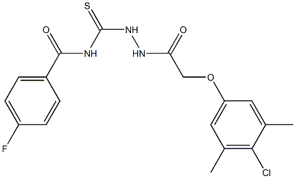 N-({2-[2-(4-chloro-3,5-dimethylphenoxy)acetyl]hydrazino}carbothioyl)-4-fluorobenzamide Struktur