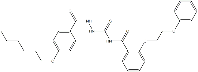 N-({2-[4-(hexyloxy)benzoyl]hydrazino}carbothioyl)-2-(2-phenoxyethoxy)benzamide Struktur