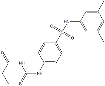 N-(3,5-dimethylphenyl)-4-{[(propionylamino)carbothioyl]amino}benzenesulfonamide Struktur