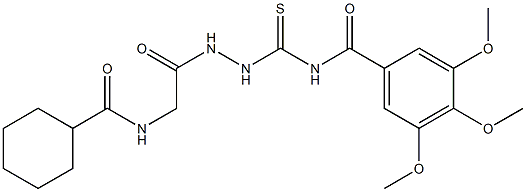 N-[(2-{2-[(cyclohexylcarbonyl)amino]acetyl}hydrazino)carbothioyl]-3,4,5-trimethoxybenzamide Struktur