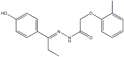 N'-[(E)-1-(4-hydroxyphenyl)propylidene]-2-(2-methylphenoxy)acetohydrazide Struktur