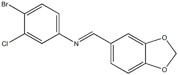 N-[(E)-1,3-benzodioxol-5-ylmethylidene]-N-(4-bromo-3-chlorophenyl)amine Struktur