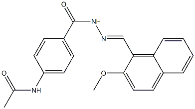 N-[4-({2-[(E)-(2-methoxy-1-naphthyl)methylidene]hydrazino}carbonyl)phenyl]acetamide Struktur