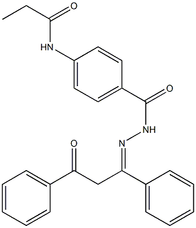 N-[4-({2-[(Z)-3-oxo-1,3-diphenylpropylidene]hydrazino}carbonyl)phenyl]propanamide Struktur