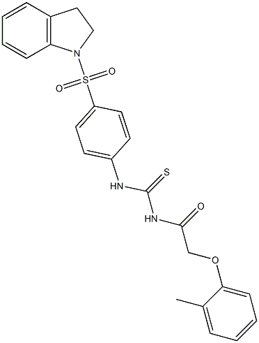 N-[4-(2,3-dihydro-1H-indol-1-ylsulfonyl)phenyl]-N'-[2-(2-methylphenoxy)acetyl]thiourea Struktur