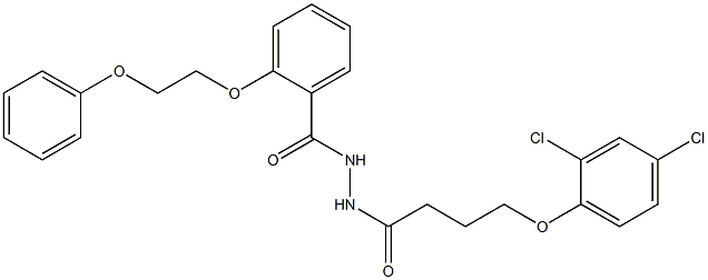 N'-[4-(2,4-dichlorophenoxy)butanoyl]-2-(2-phenoxyethoxy)benzohydrazide Struktur