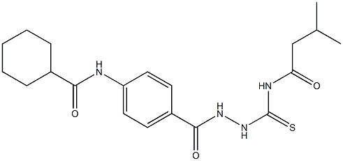 N-{4-[(2-{[(3-methylbutanoyl)amino]carbothioyl}hydrazino)carbonyl]phenyl}cyclohexanecarboxamide Struktur